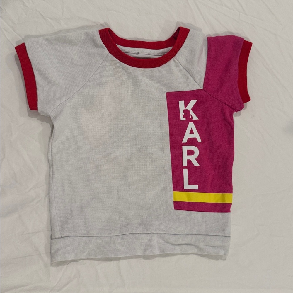 Karl Lagerfeld White Tee with Red Collar